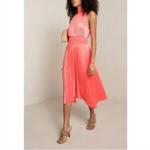 alc addie pleated midi dress Addie Curve Pleated Skirt Midi Dress in Navy - Size 16 to 24